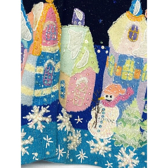 Design Options Sweater Philip Jane Gordon Cardigan Black w Winter Scene XL - Picture 4 of 14